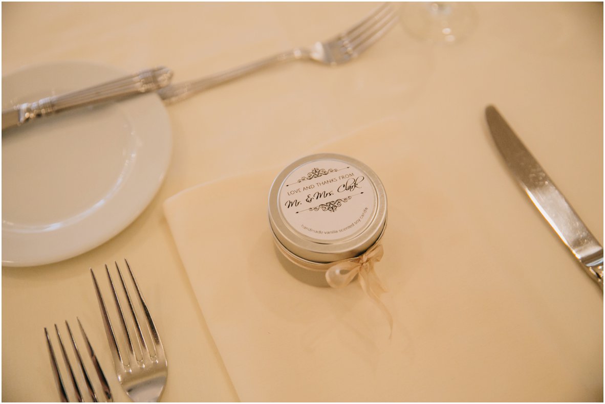 DIY Candle favor at Raleigh Country Club Wedding