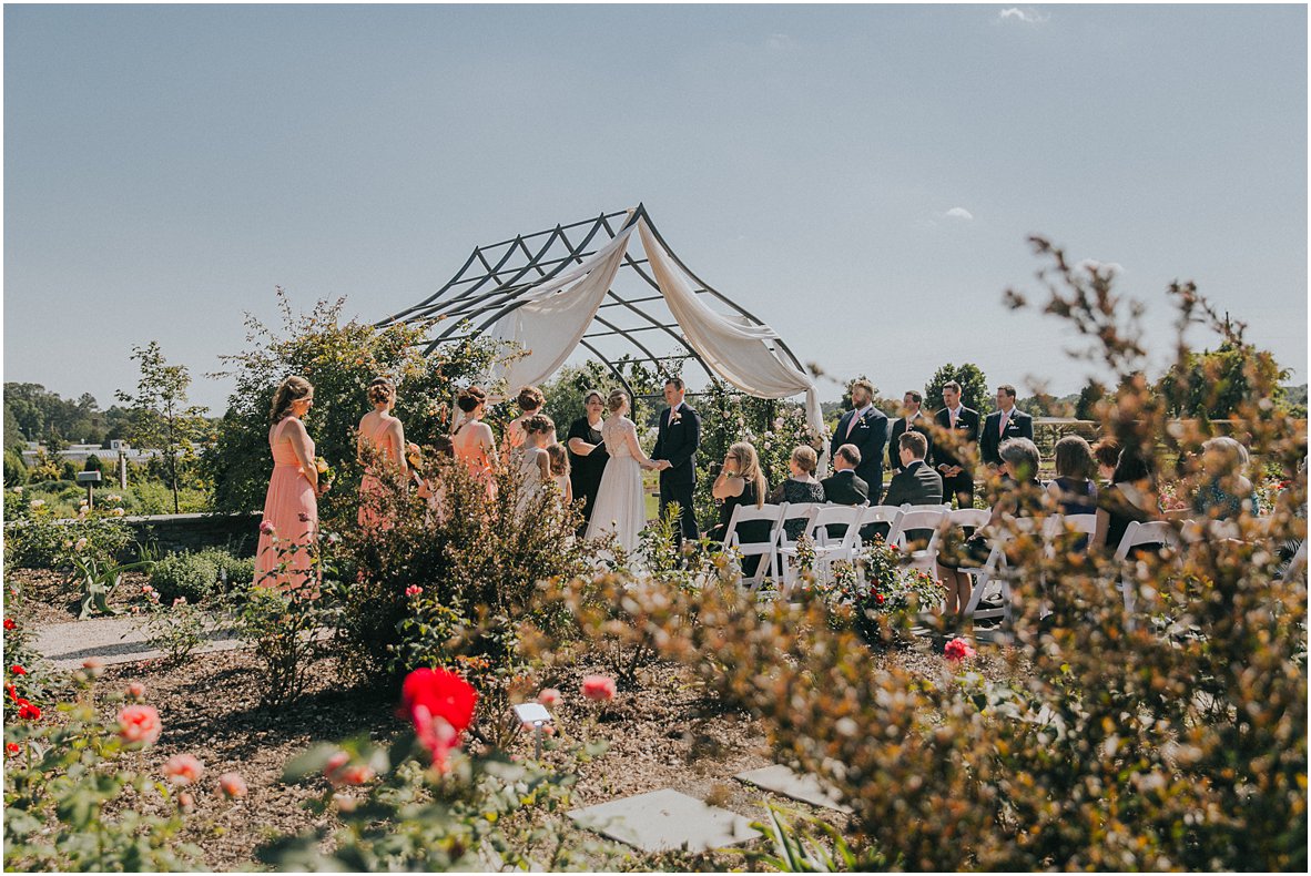 Wedding Ceremony at JC Raulston Arboretum rose garden