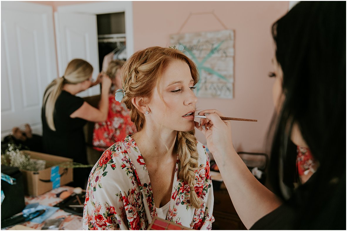 North topsail beach bride getting makeup done