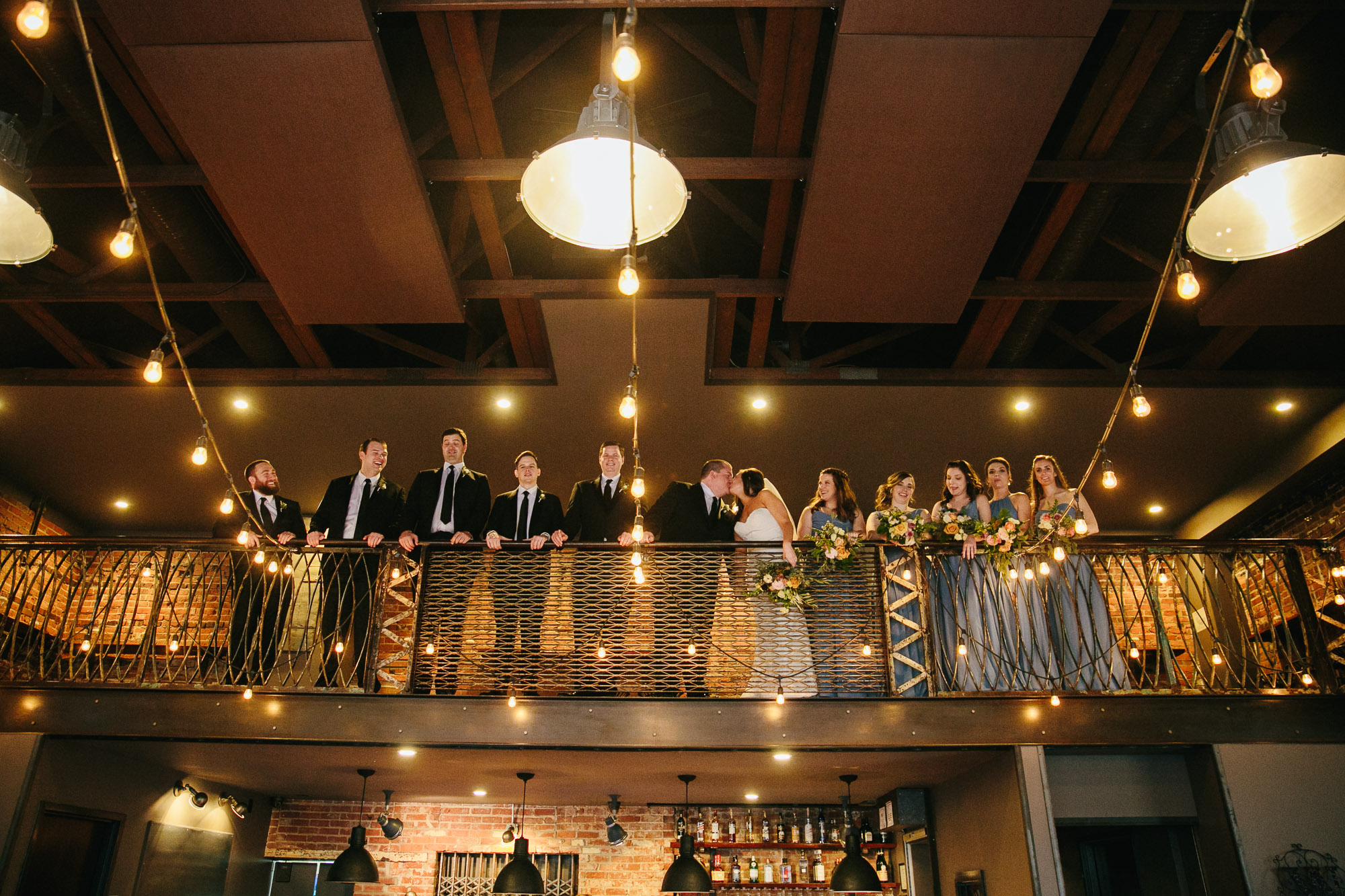 bridal party on the cookery balcony