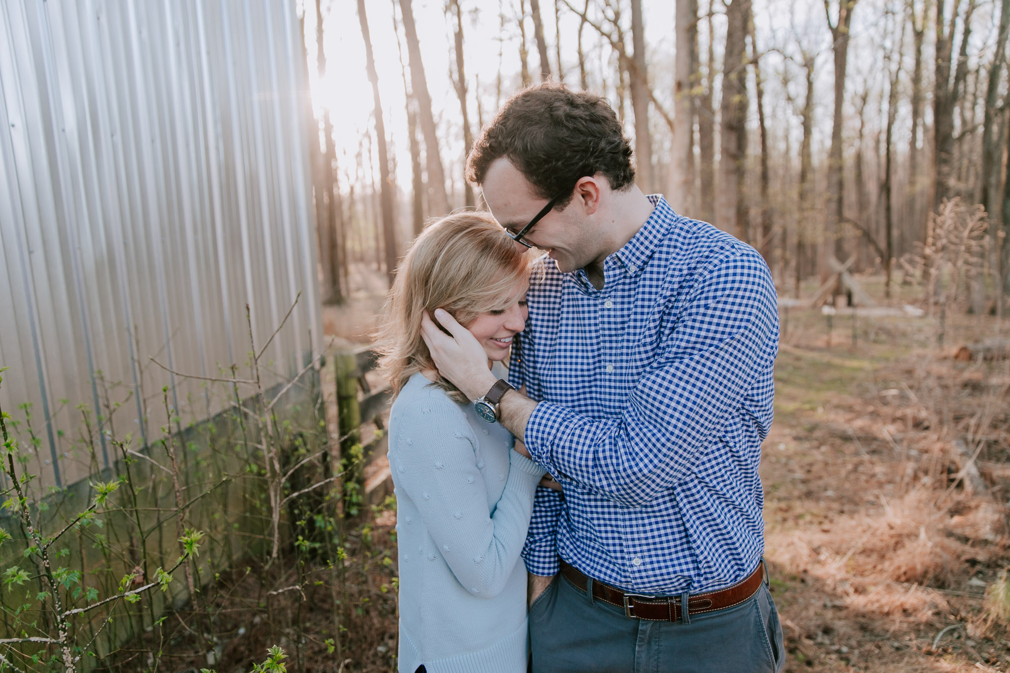 Raleigh couple at playful outdoor engagement session