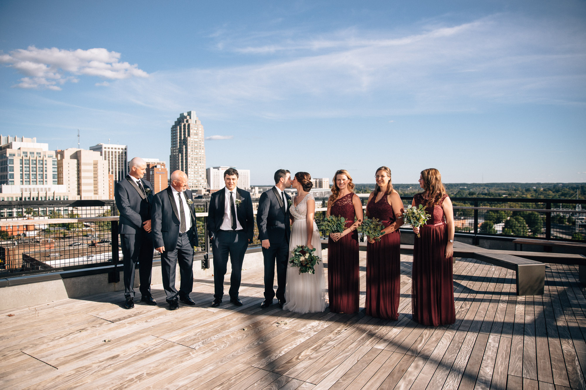 downtown raleigh bridal party photo